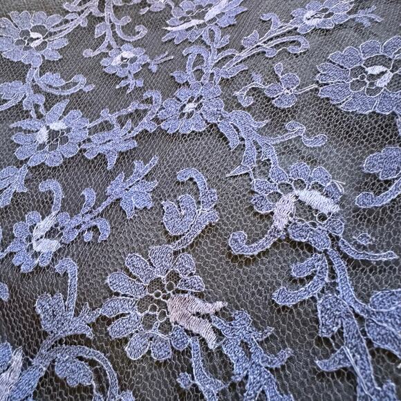 Vintage 1950s Dark Blue Lace Party Dress Ribbon Strap w Bolero Prom Gown 2pc - Picture 15 of 16